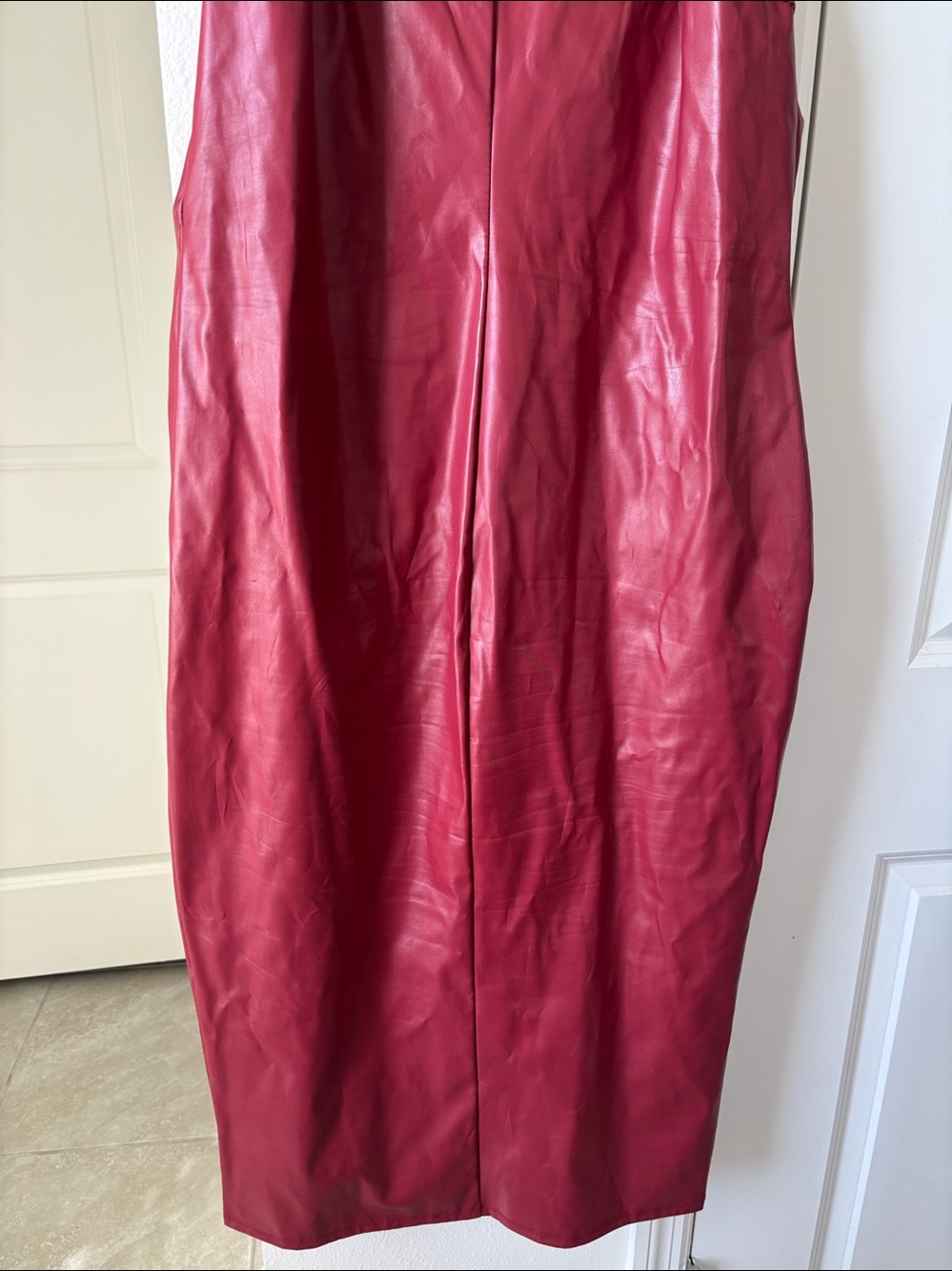 Fashion Nova Red Faux Leather Midi Slip Dress - Picture 3 of 5